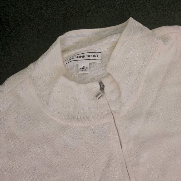 ST. JOHN SPORT COLLECTION SJ logo novelty knit jacket size large - Picture 4 of 9